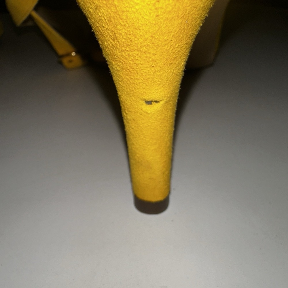 Lauren Ralph Lauren Yellow Glinda 3" Heels Leather Ankle Wrap Womens Sz 9.5B *R* - Picture 10 of 11